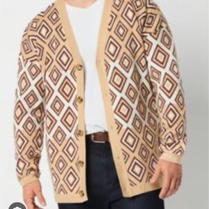 Abbott Elementary Limited Edition Tan Diamond Pattern Cardigan Sweater Medium